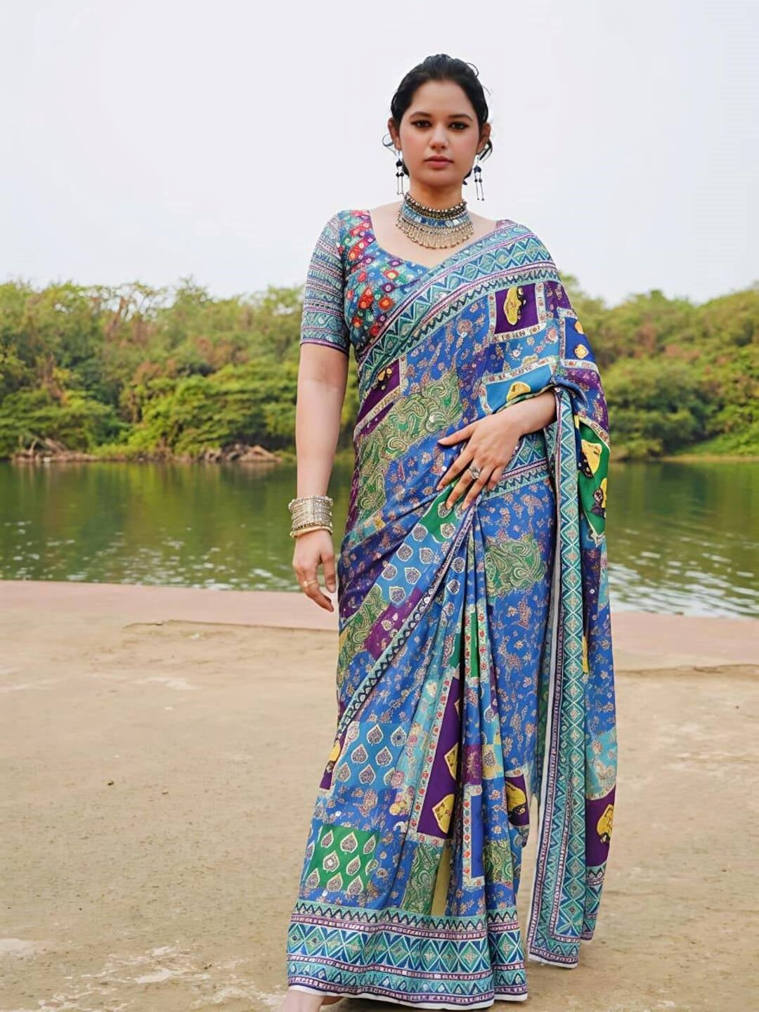 Mirror Work Heavy Work Tussar Saree