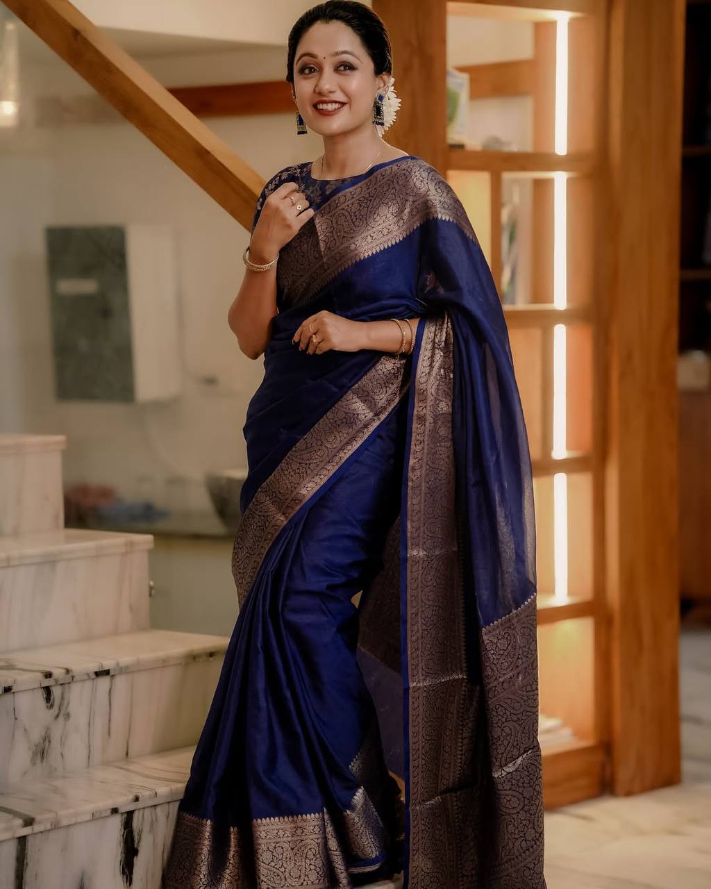 Classic Banarasi Woven Soft Saree with Antique Zari Borders