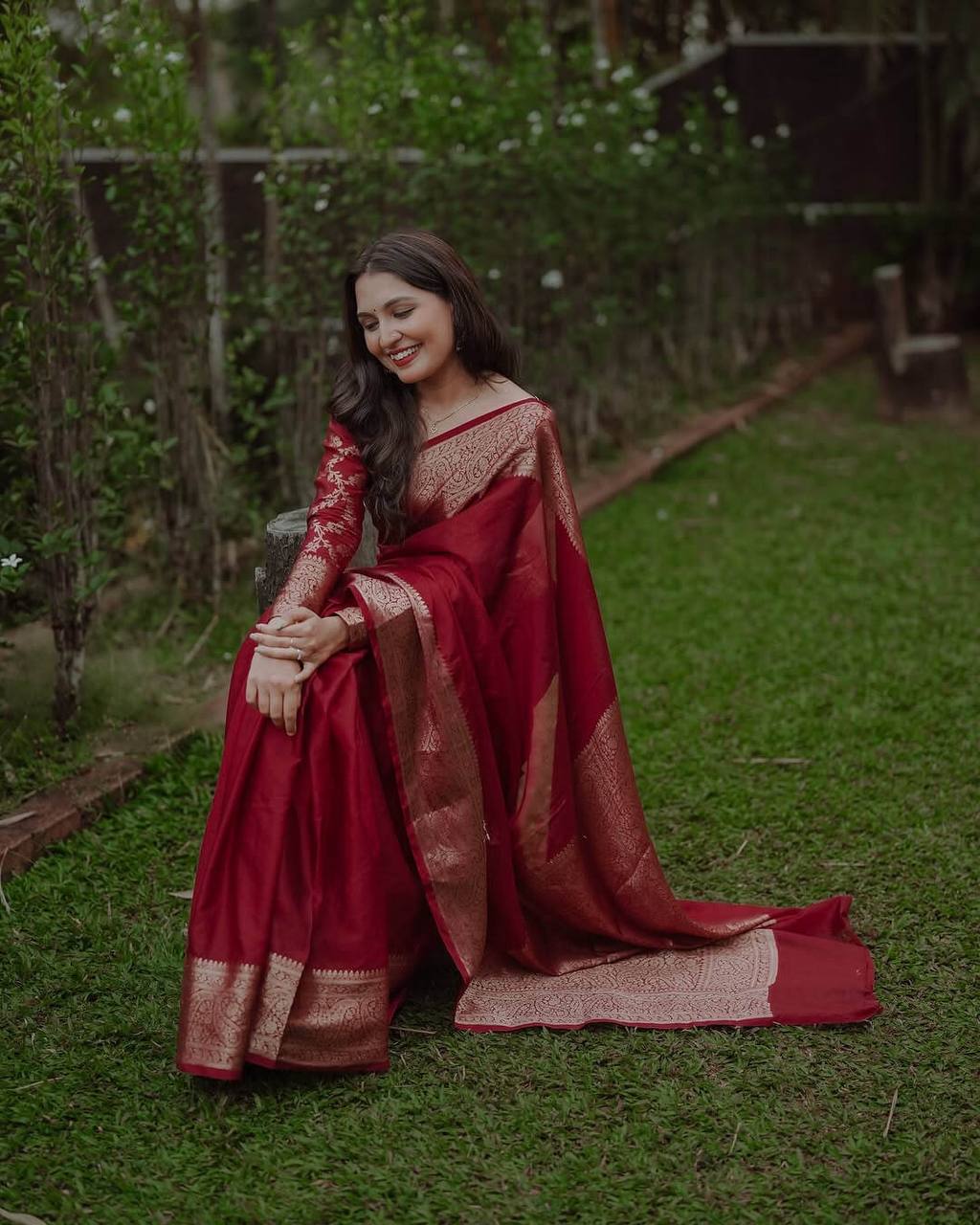 Classic Banarasi Woven Soft Saree with Antique Zari Borders