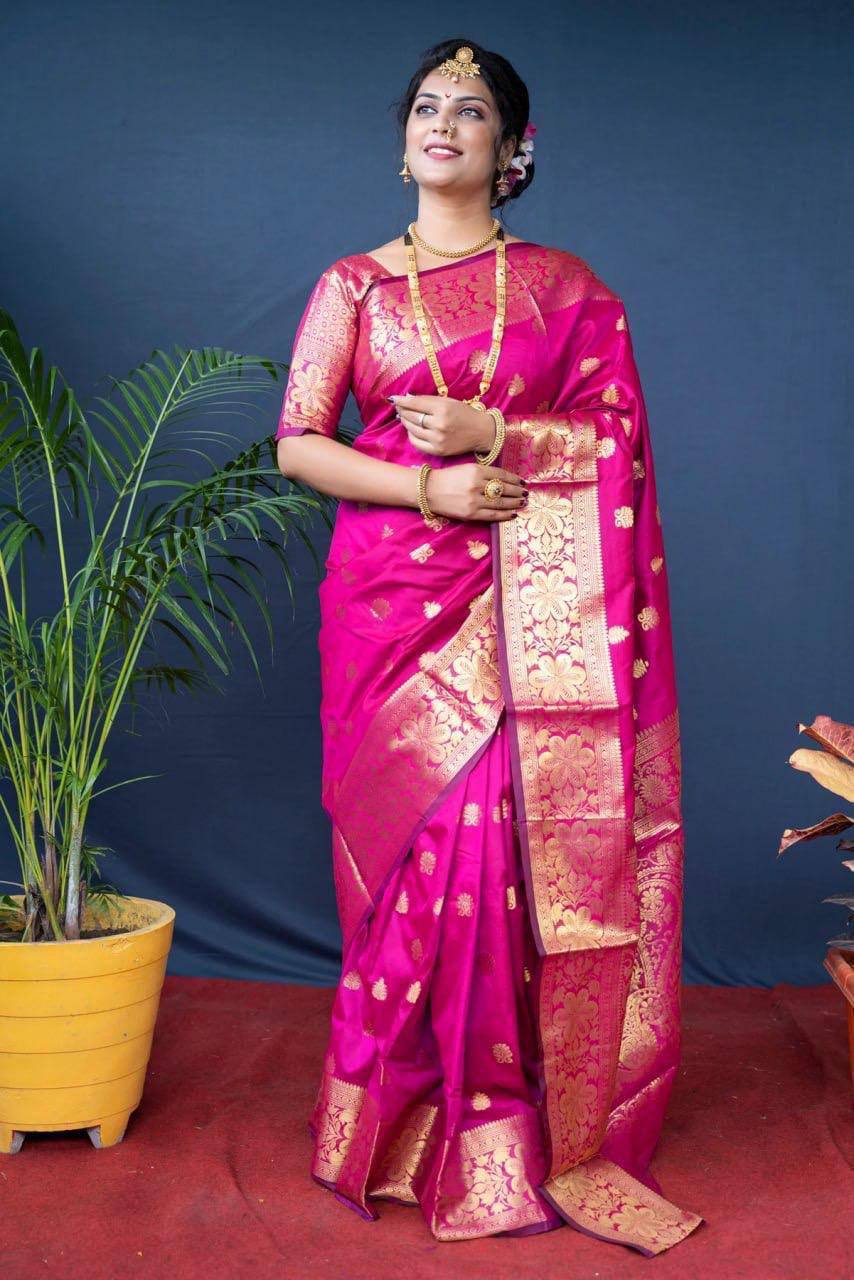 SOFT SILK JACQUARD WORK WITH RICH PALLU SAREE