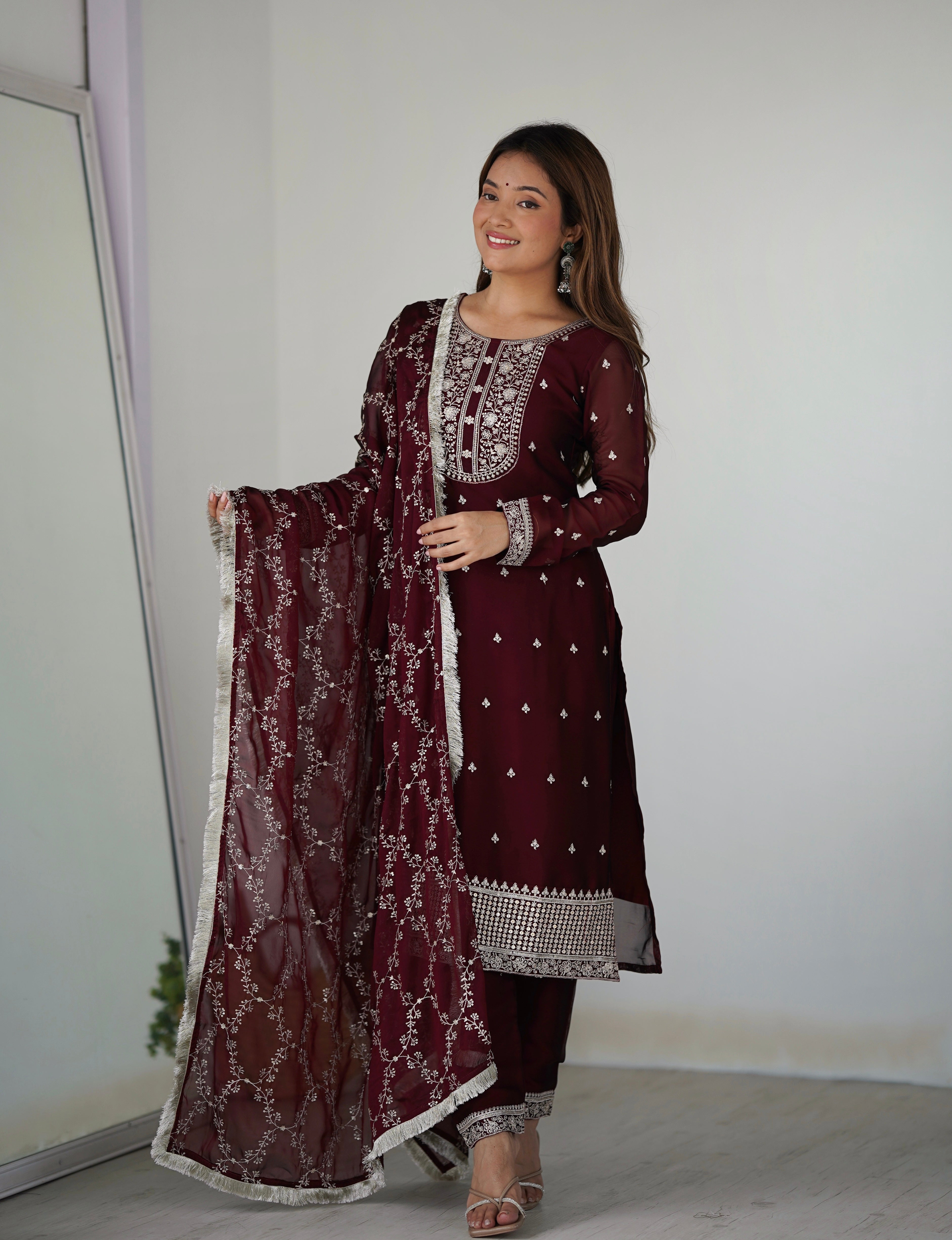 PRESENTING NEW UPCOMING FESTIVAL SEASON BEAUTIFUL PURE BLOOMING RANGOLI SILK FABRIC STRAIGHT FIT KURTA WITH DUPPTA SET,TROUSERS,READY TO WEAR
