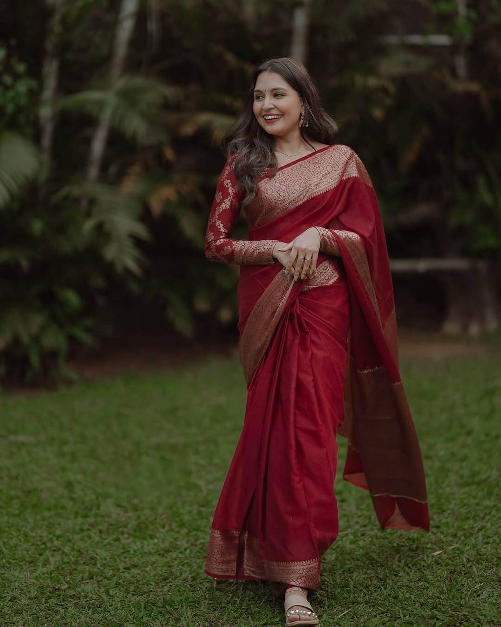 Classic Banarasi Woven Soft Saree with Antique Zari Borders
