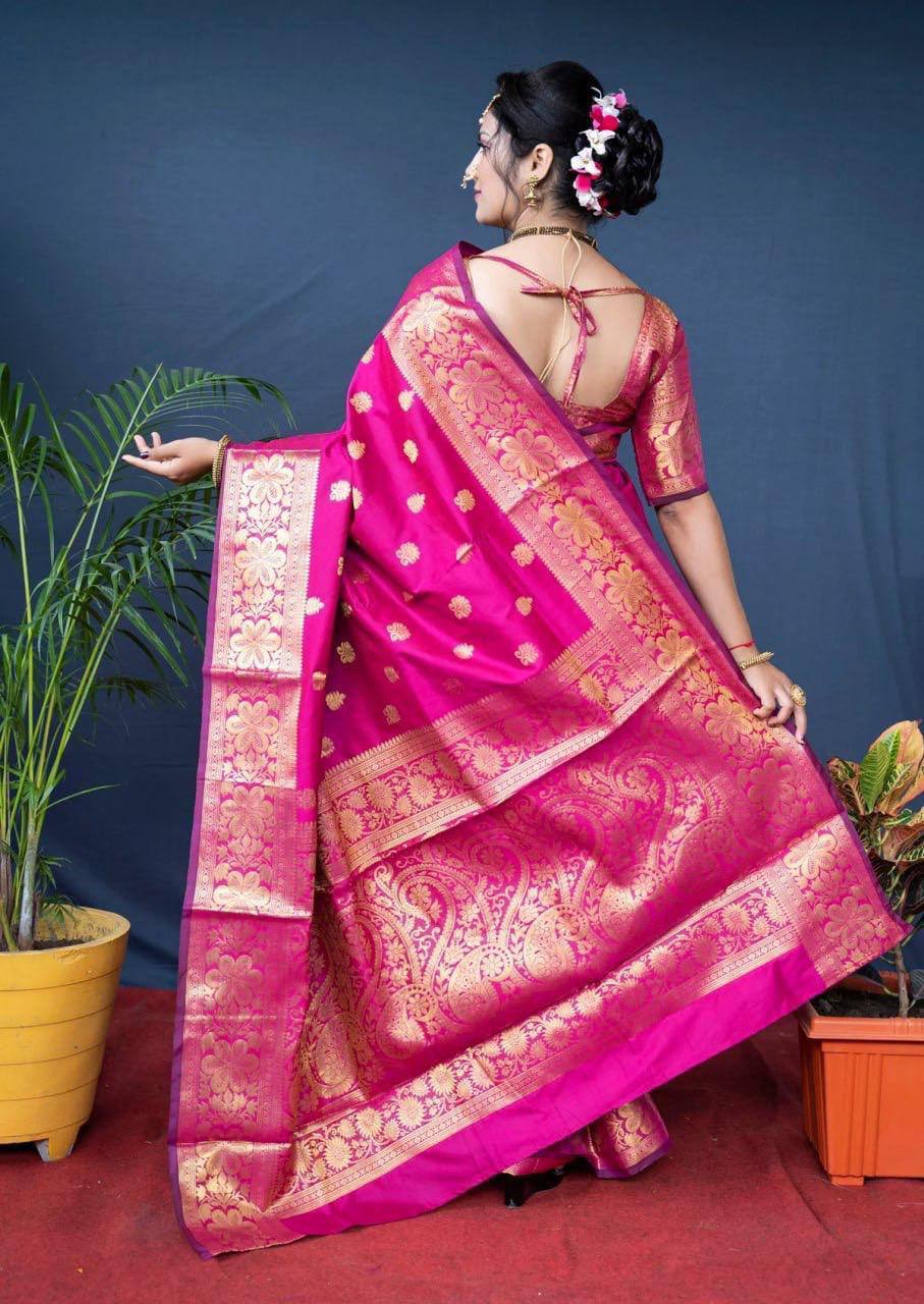 SOFT SILK JACQUARD WORK WITH RICH PALLU SAREE