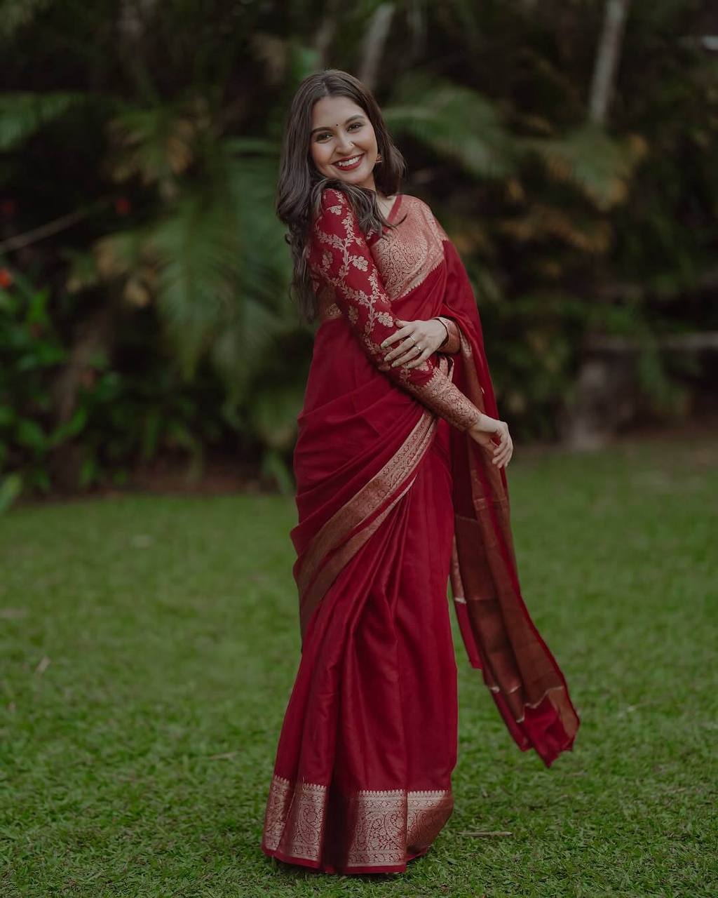 Classic Banarasi Woven Soft Saree with Antique Zari Borders