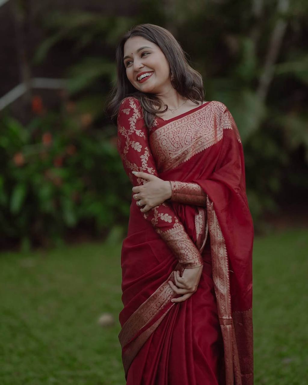 Classic Banarasi Woven Soft Saree with Antique Zari Borders