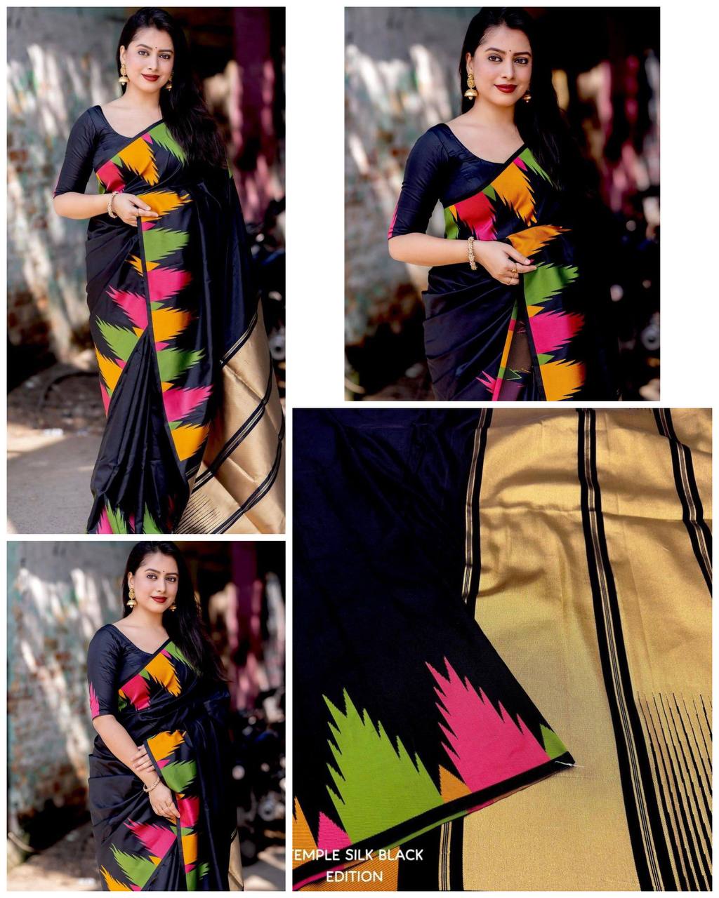 Ready to Wear Soft Silk Saree in Temple Design