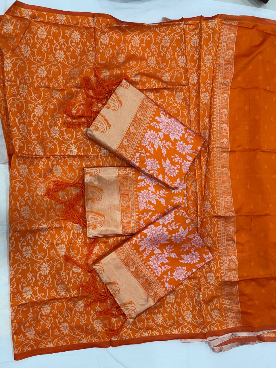 Orange Silk Woven Banarasi Saree