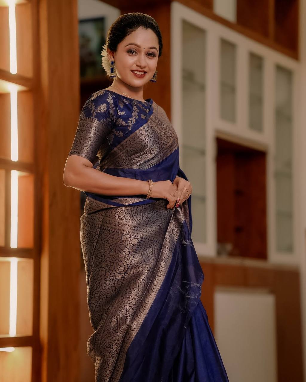 Classic Banarasi Woven Soft Saree with Antique Zari Borders