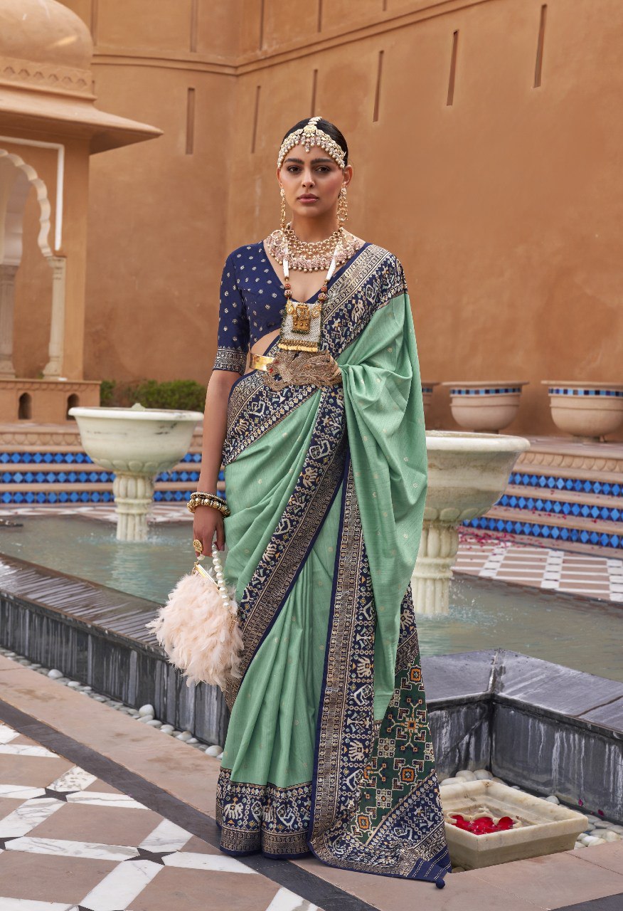 Heritage Inspired Saree with Printed and Handwork Touch