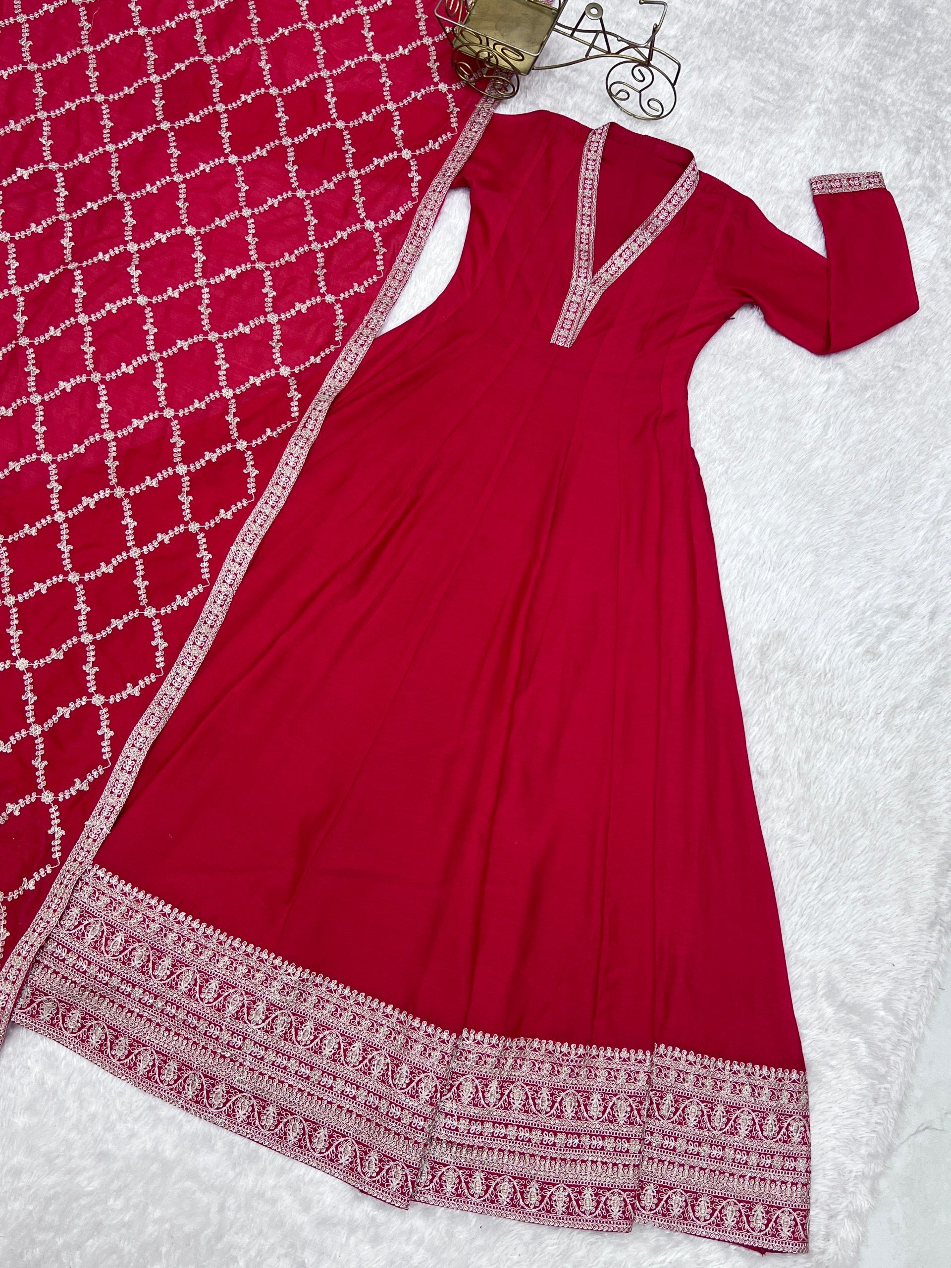 Heavy Blooming Vichitra Silk Anarkali Gown