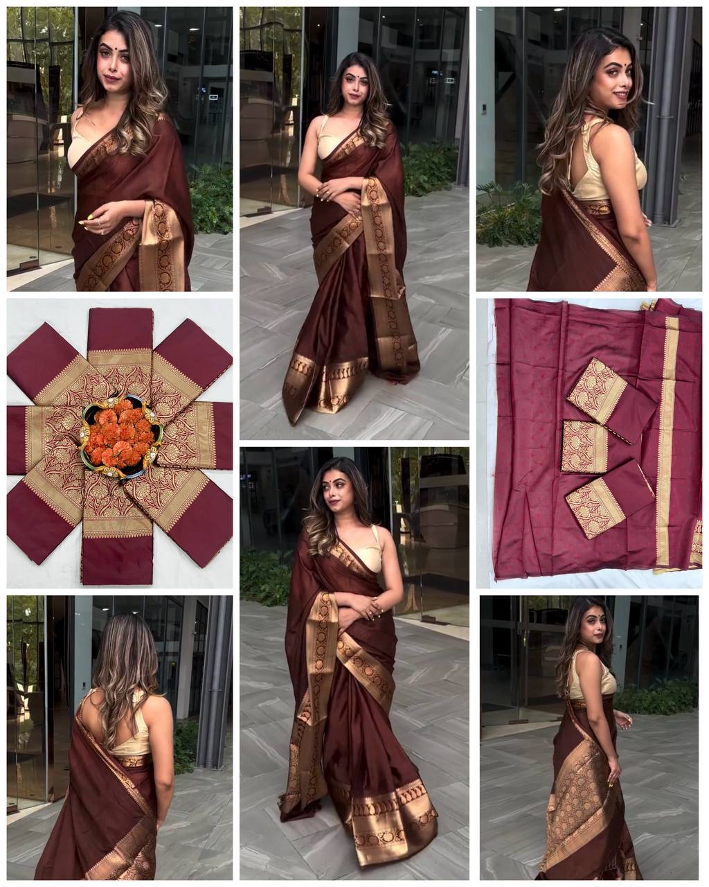 BEAUTIFUL RICH PALLU & JACQUARD WORK SOFT LICHI SILK SAREE