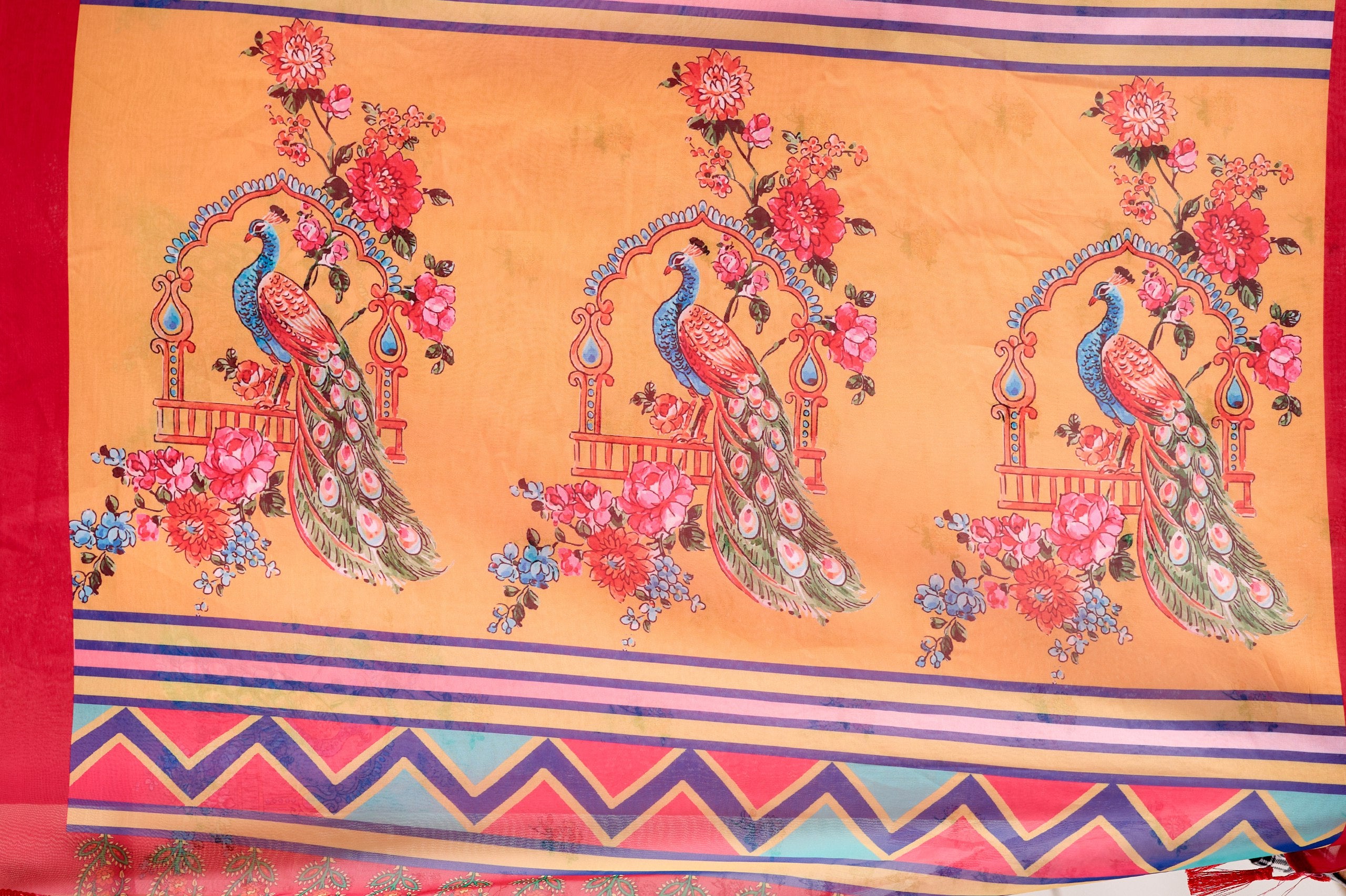 Soft Georgette Saree in Dual Pink Shades Accented with Delicate Floral Digital Printed sarees