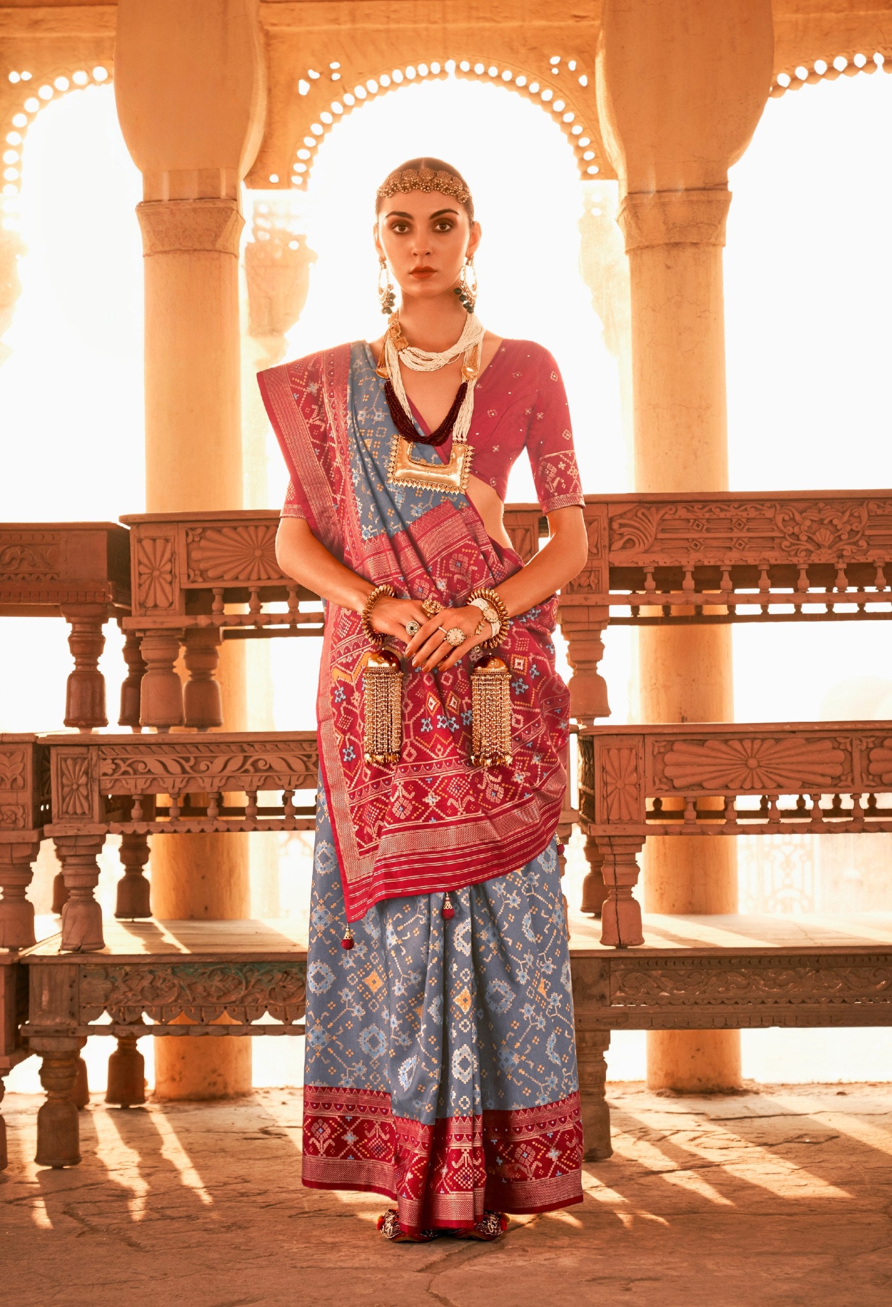 Classic Banarasi Saree with Contrast Pallu and Blouse