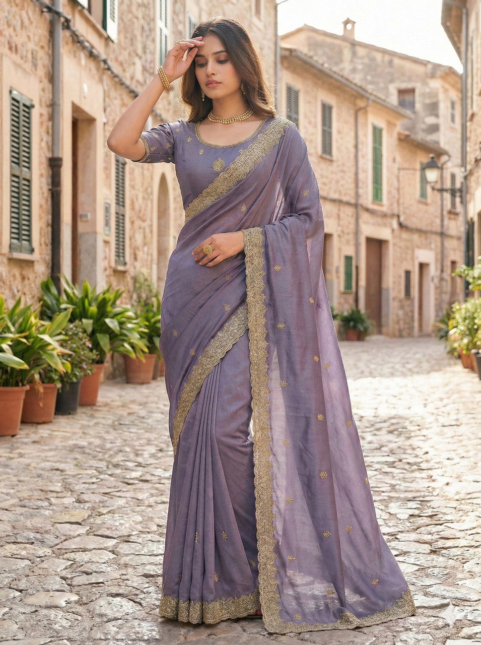 EXCLUSIVE BEAUTIFUL SPECIAL EMBERODERY WORK AND DIAMOND WORK SAREE