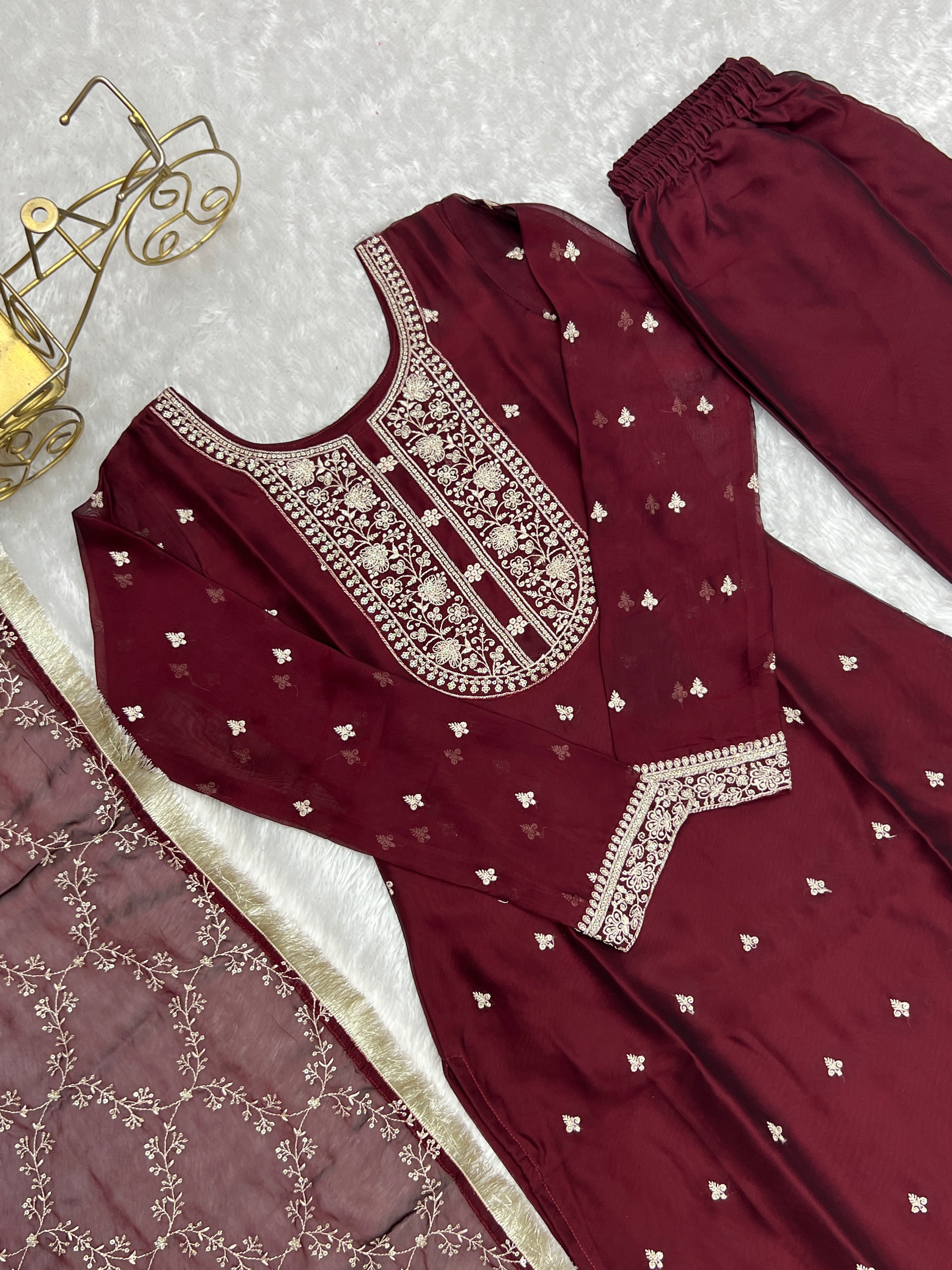 PRESENTING NEW UPCOMING FESTIVAL SEASON BEAUTIFUL PURE BLOOMING RANGOLI SILK FABRIC STRAIGHT FIT KURTA WITH DUPPTA SET,TROUSERS,READY TO WEAR