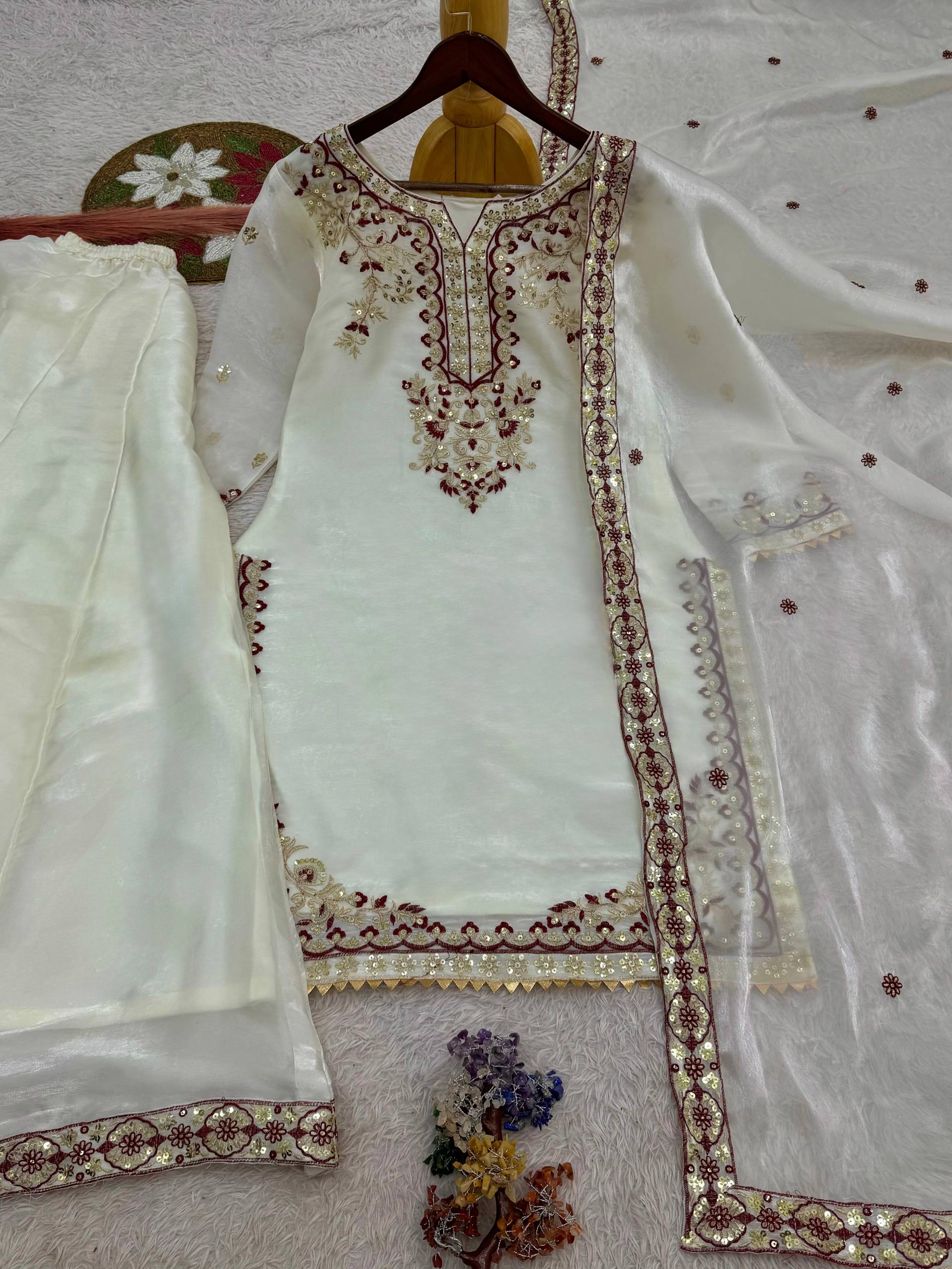 Premium GMY Silk Embroidered Plazzo Set
