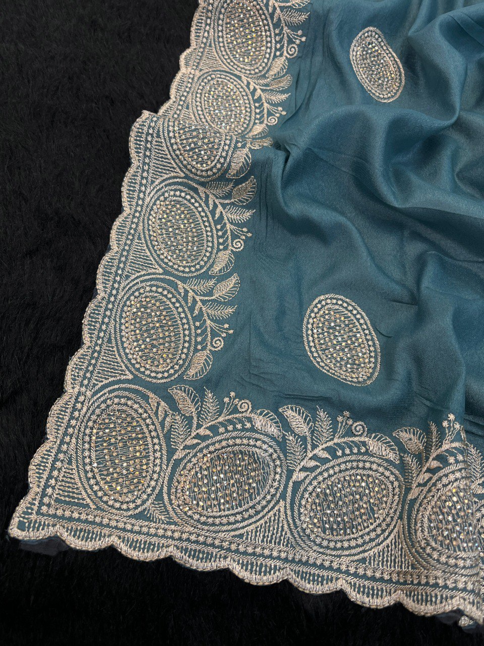 EXCLUSIVE BEAUTIFUL SPECIAL EMBERODERY WORK AND DIAMOND WORK SAREE
