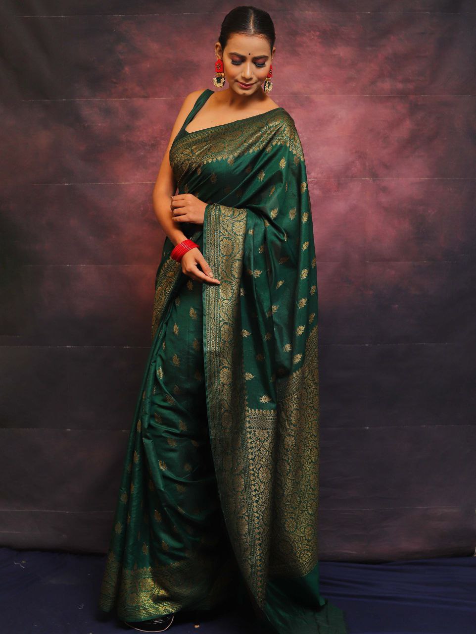 Elegant Banarasi Silk Saree with Rich Golden Zari Work