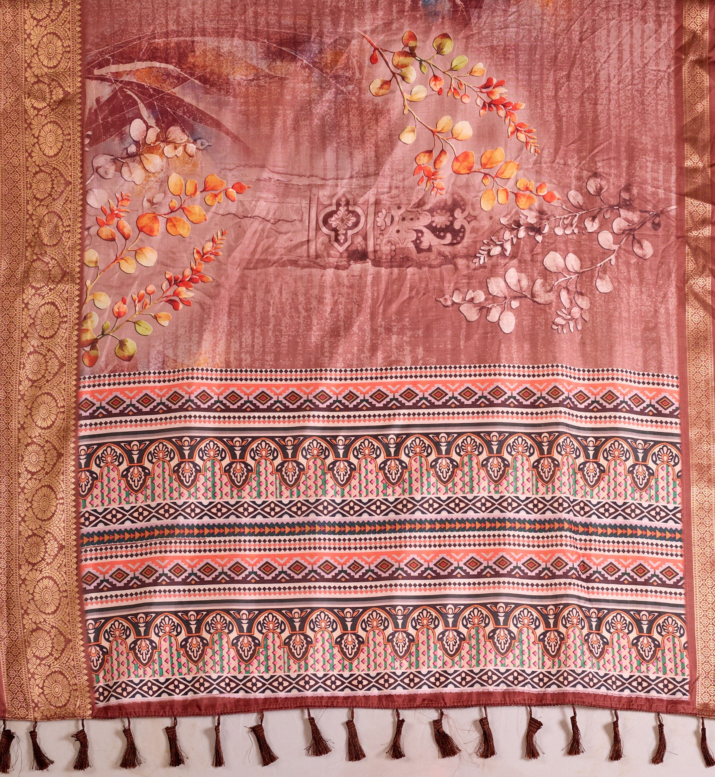 Soft Lichi Silk Saree adorned with graceful Patola-inspired motifs and a rich woven border