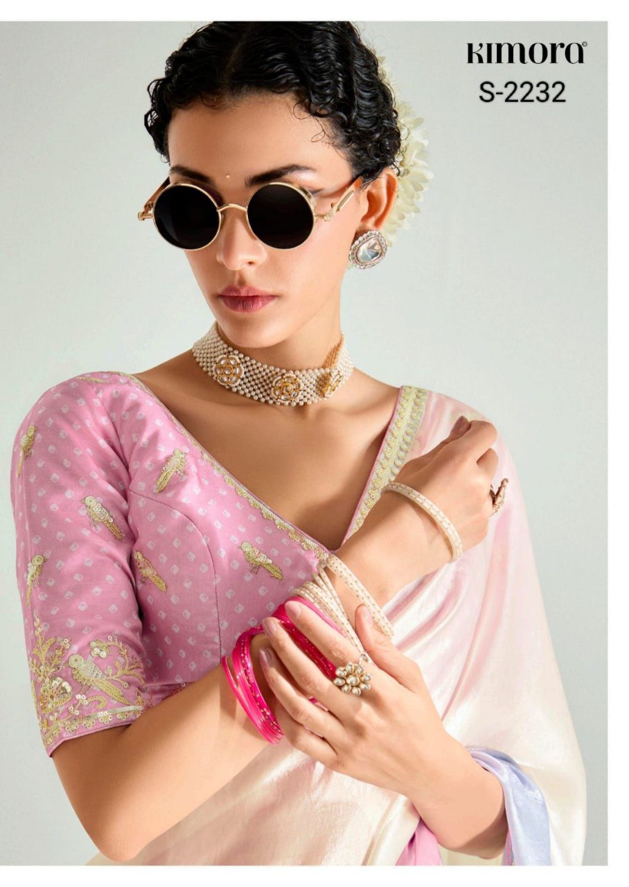Launching new amazing  Designer Tissue Saree With Embroidered Blouse