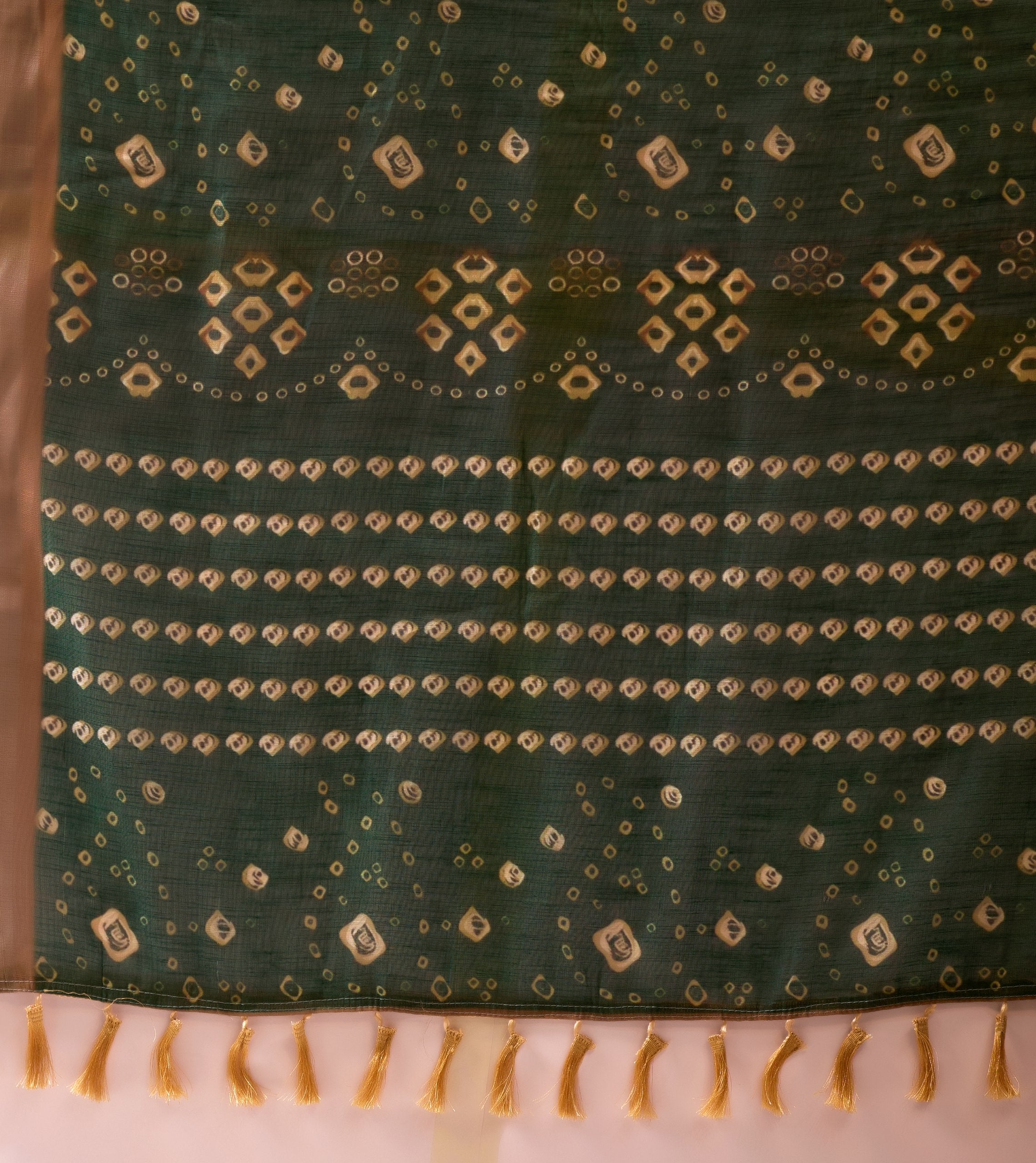 Premium Linen Cotton Saree with Traditional Patola & Ikat Style Digital Print with Classic Contrast Border