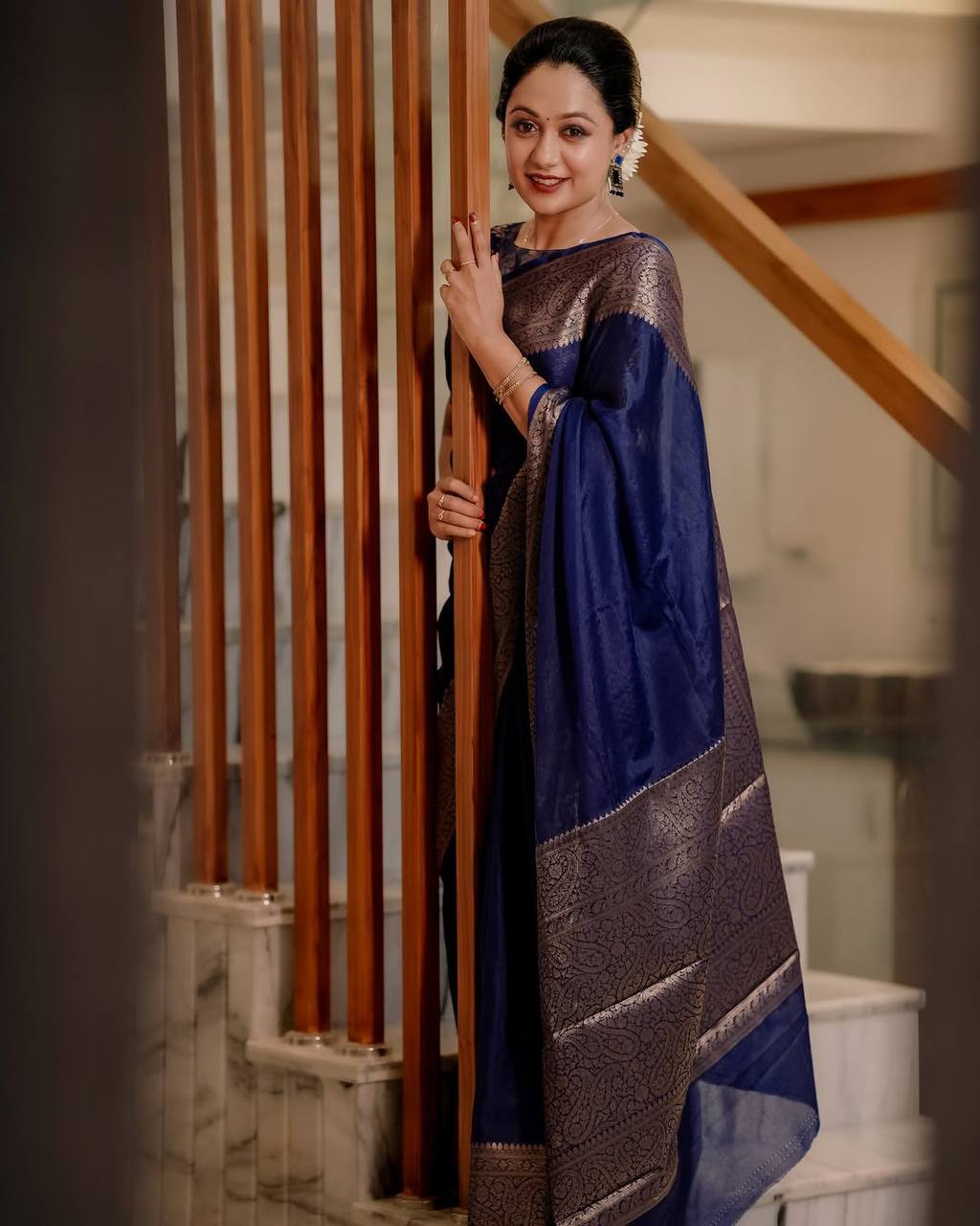 Classic Banarasi Woven Soft Saree with Antique Zari Borders