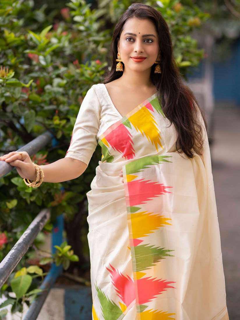 Ready to Wear Soft Silk Saree in Temple Design