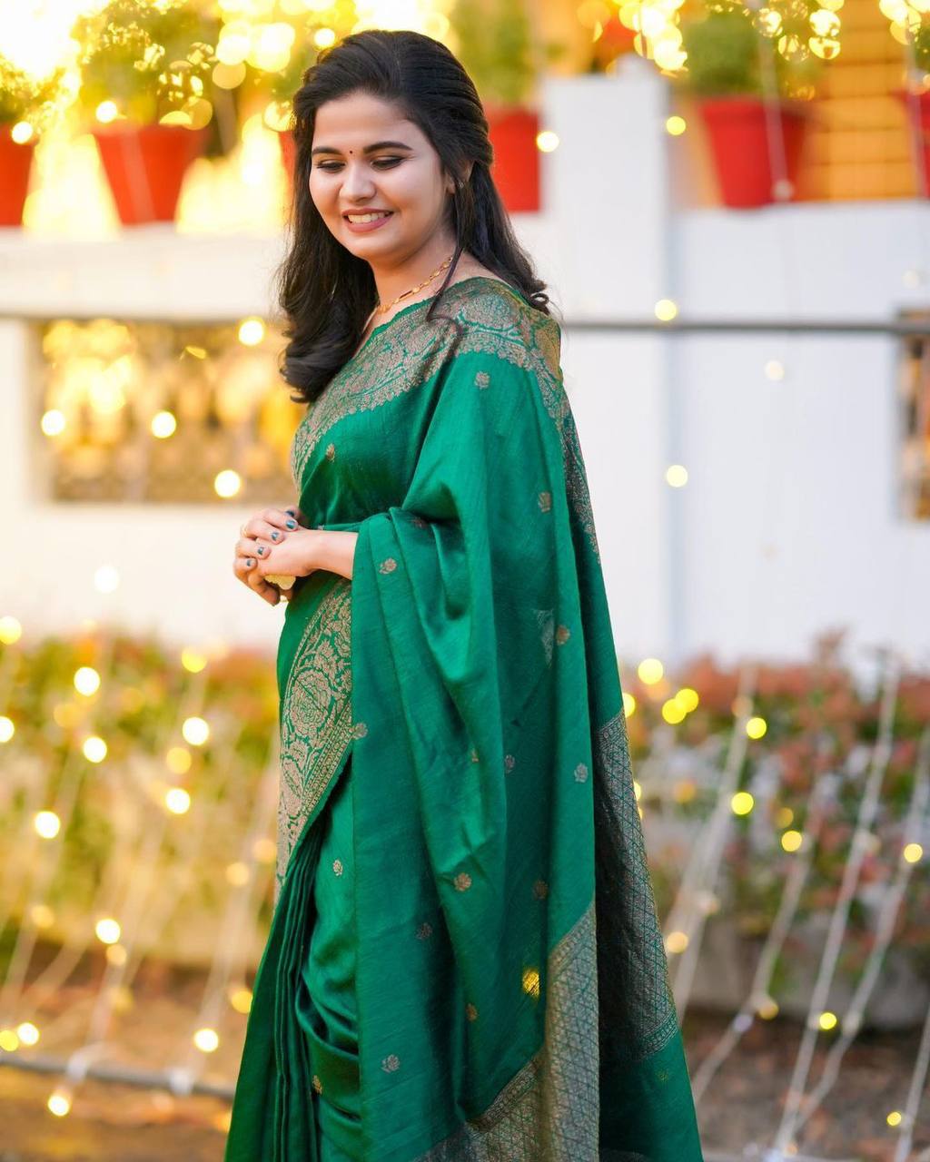 Green Lichi Silk Jacquard Work All Over Saree