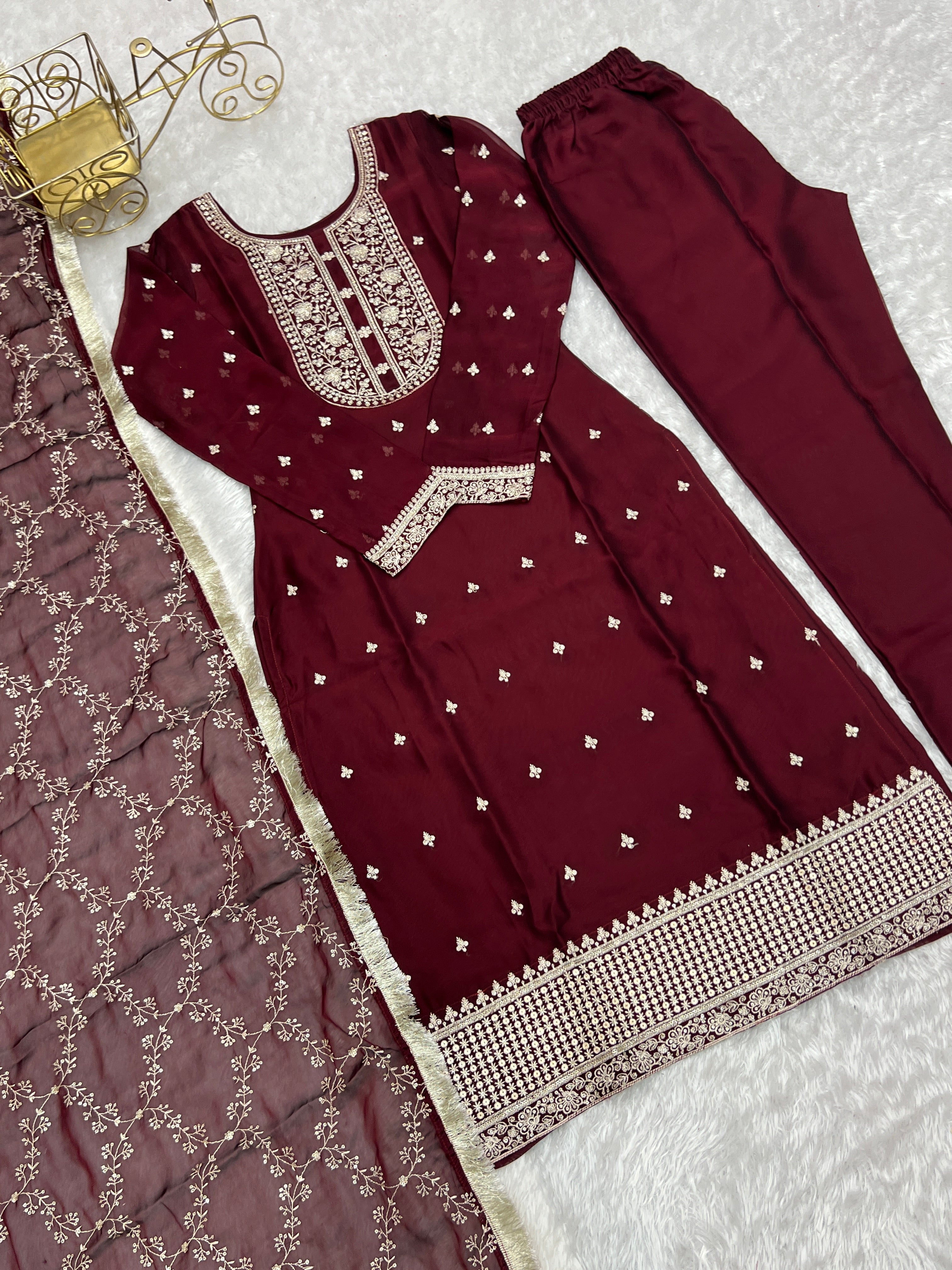 PRESENTING NEW UPCOMING FESTIVAL SEASON BEAUTIFUL PURE BLOOMING RANGOLI SILK FABRIC STRAIGHT FIT KURTA WITH DUPPTA SET,TROUSERS,READY TO WEAR