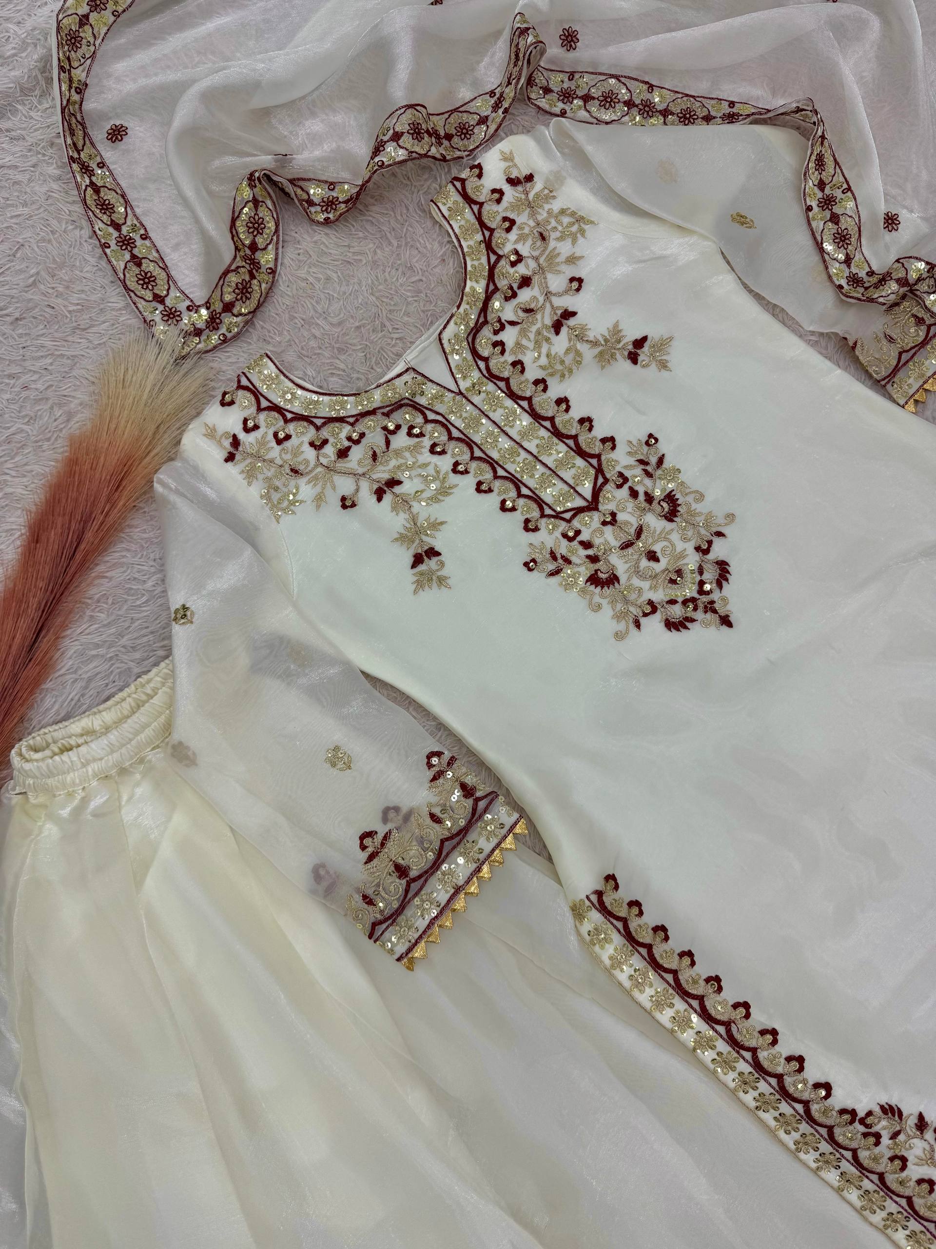 Premium GMY Silk Embroidered Plazzo Set