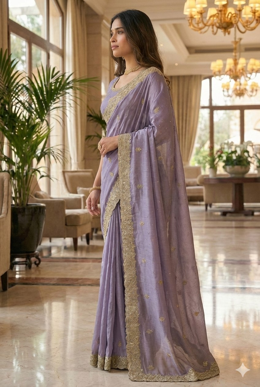 EXCLUSIVE BEAUTIFUL SPECIAL EMBERODERY WORK AND DIAMOND WORK SAREE