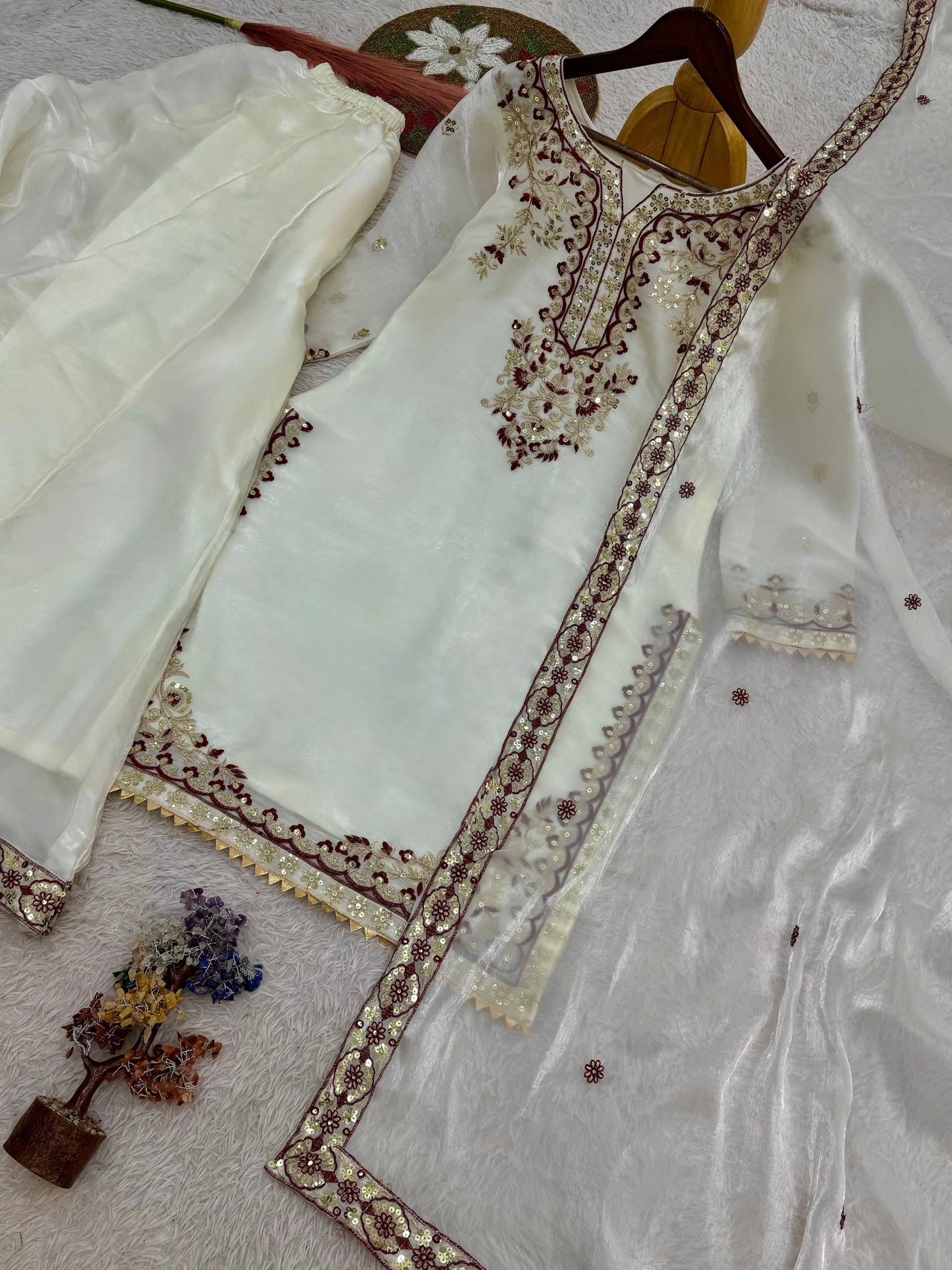 Premium GMY Silk Embroidered Plazzo Set