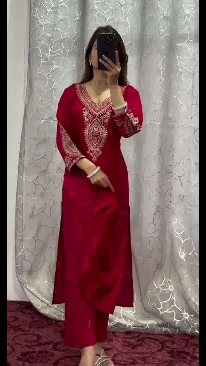 3-pair Suit Set you've described seems to be a party wear outfit made from have pure chinon  fabric with  sequence  embroidery work .(3-Pair)