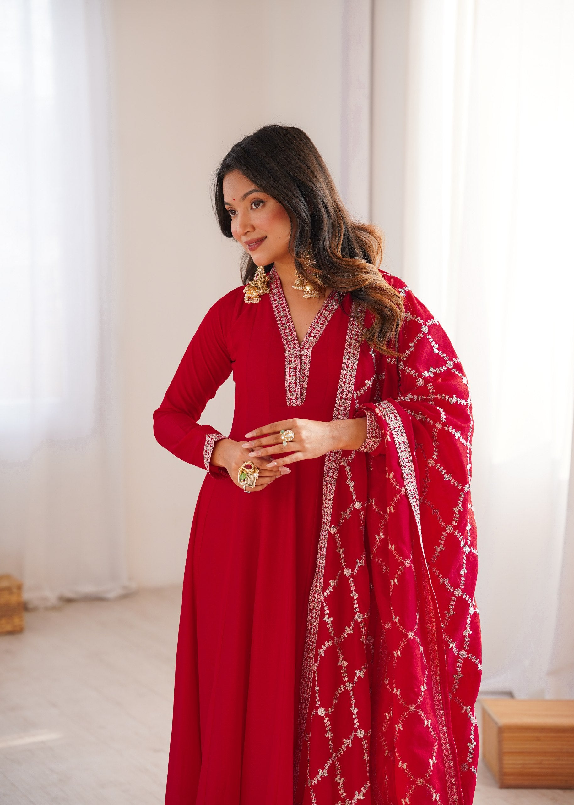 Heavy Blooming Vichitra Silk Anarkali Gown