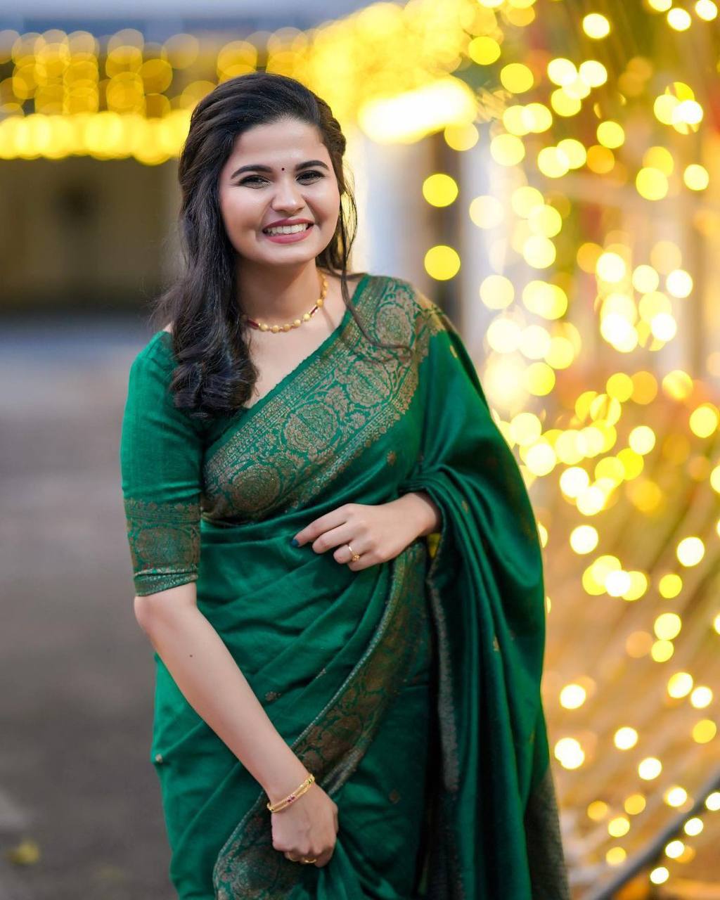 Green Lichi Silk Jacquard Work All Over Saree