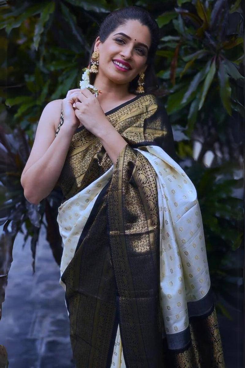 Woven Design Zari Silk Blend Handloom Saree
