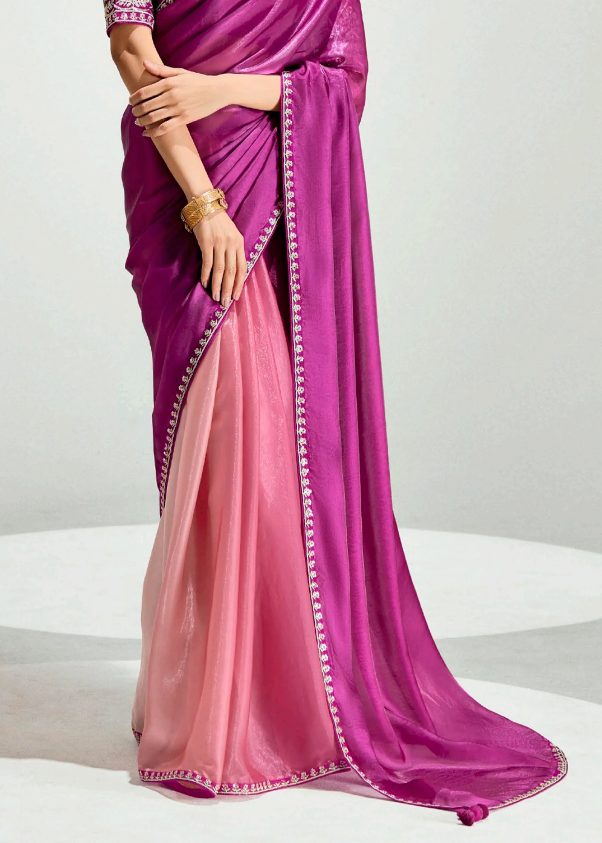 Launching new amazing  Designer Tissue Saree With Embroidered Blouse