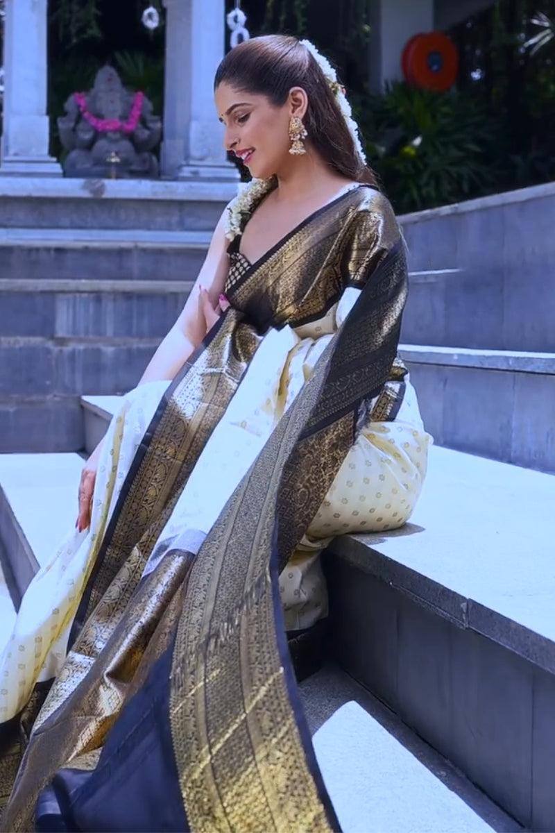 Woven Design Zari Silk Blend Handloom Saree