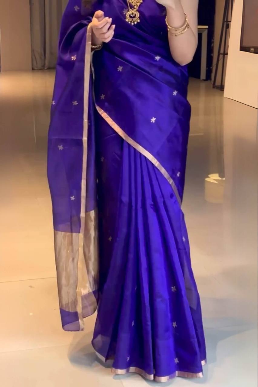 Royal Blue Soft Silk Saree With Exquisite Blouse Piece