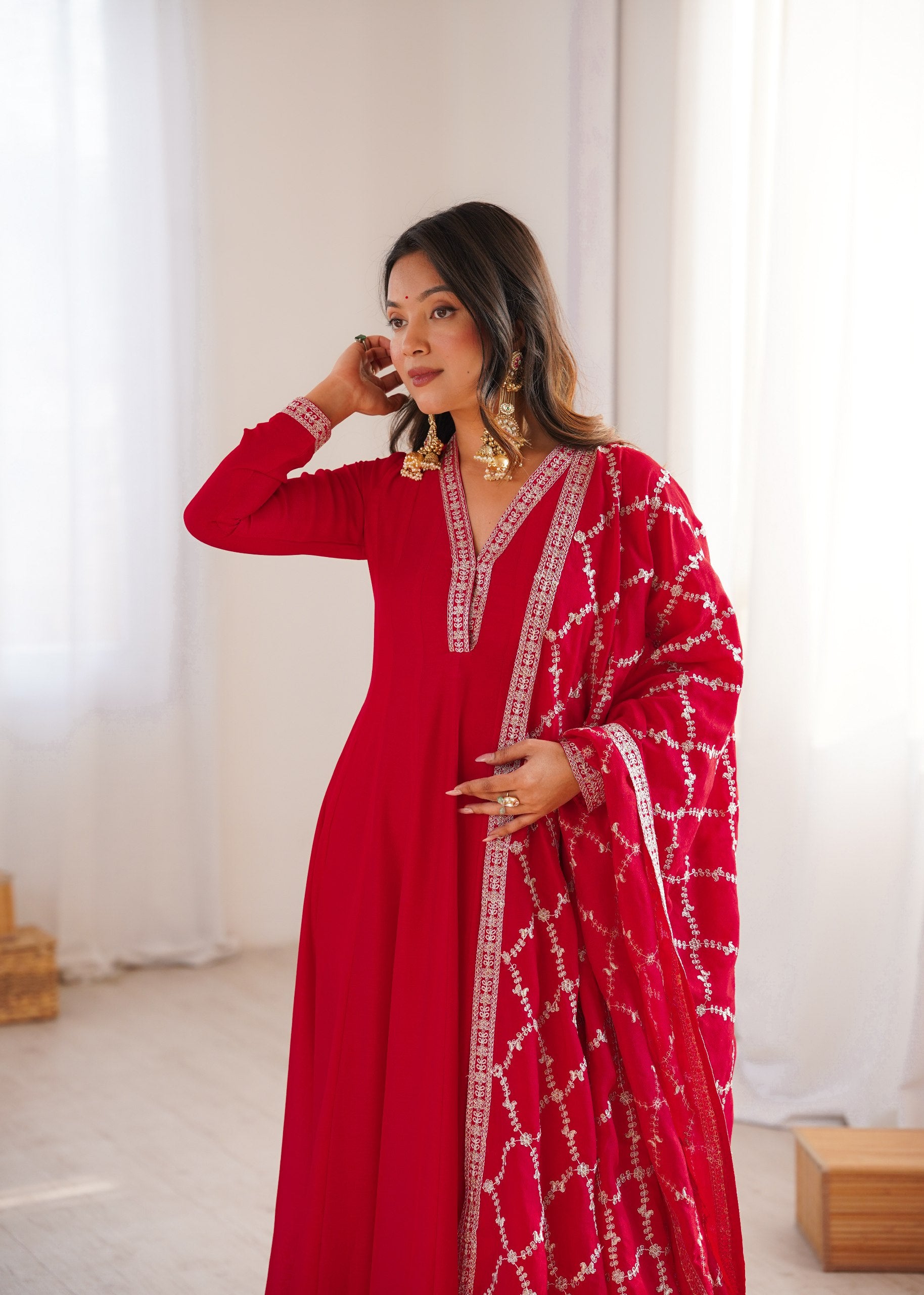 Heavy Blooming Vichitra Silk Anarkali Gown