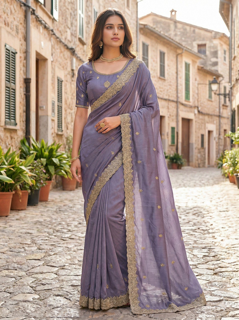 EXCLUSIVE BEAUTIFUL SPECIAL EMBERODERY WORK AND DIAMOND WORK SAREE