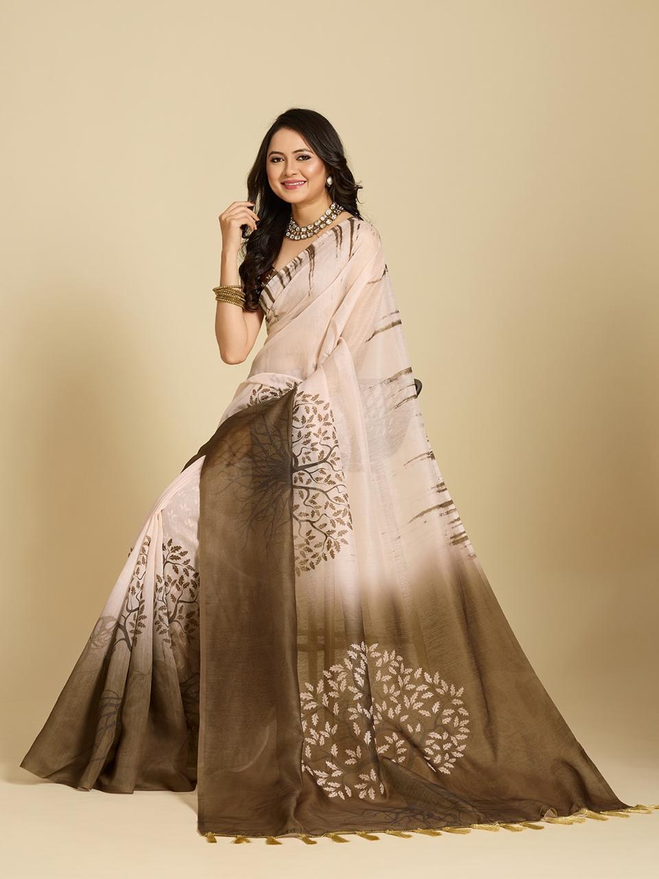 designer cotton linen saree, thoughtfully crafted for all-day comfort and timeless style