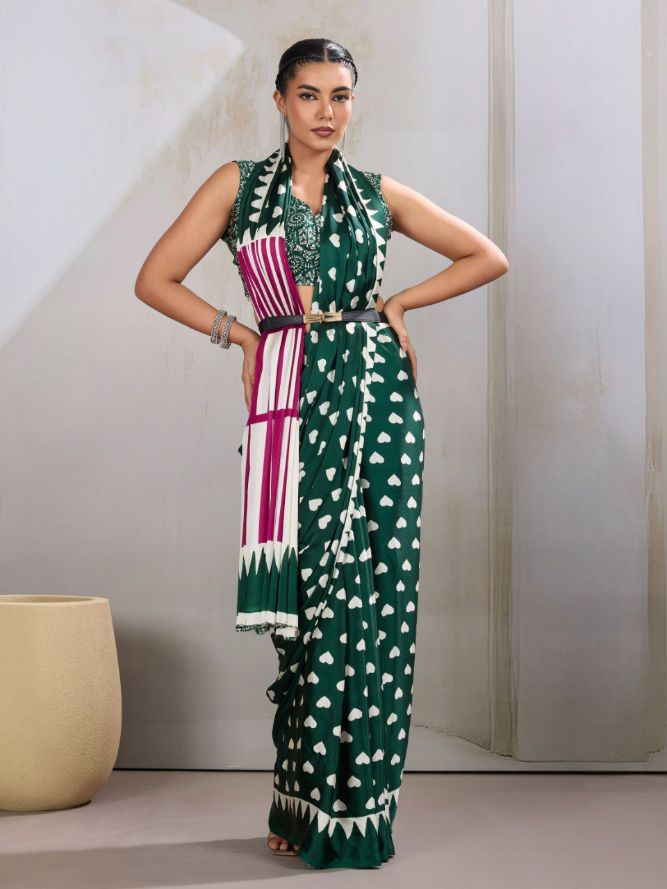 Pure Ajrakh modal satin fabric featuring traditional printed motifs with rich, earthy tones and a soft, breathable feel, perfect for all-day elegance.