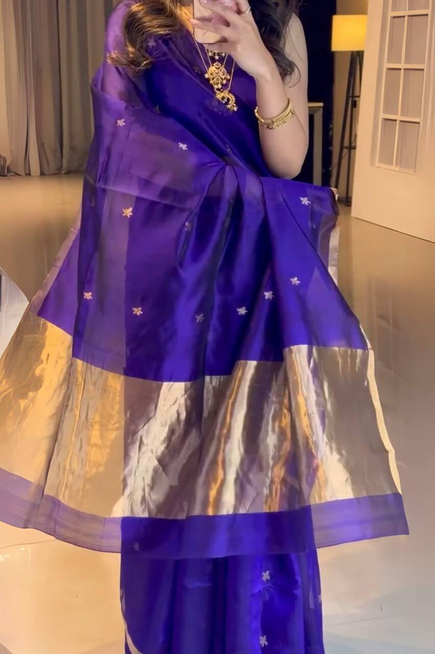 Royal Blue Soft Silk Saree With Exquisite Blouse Piece