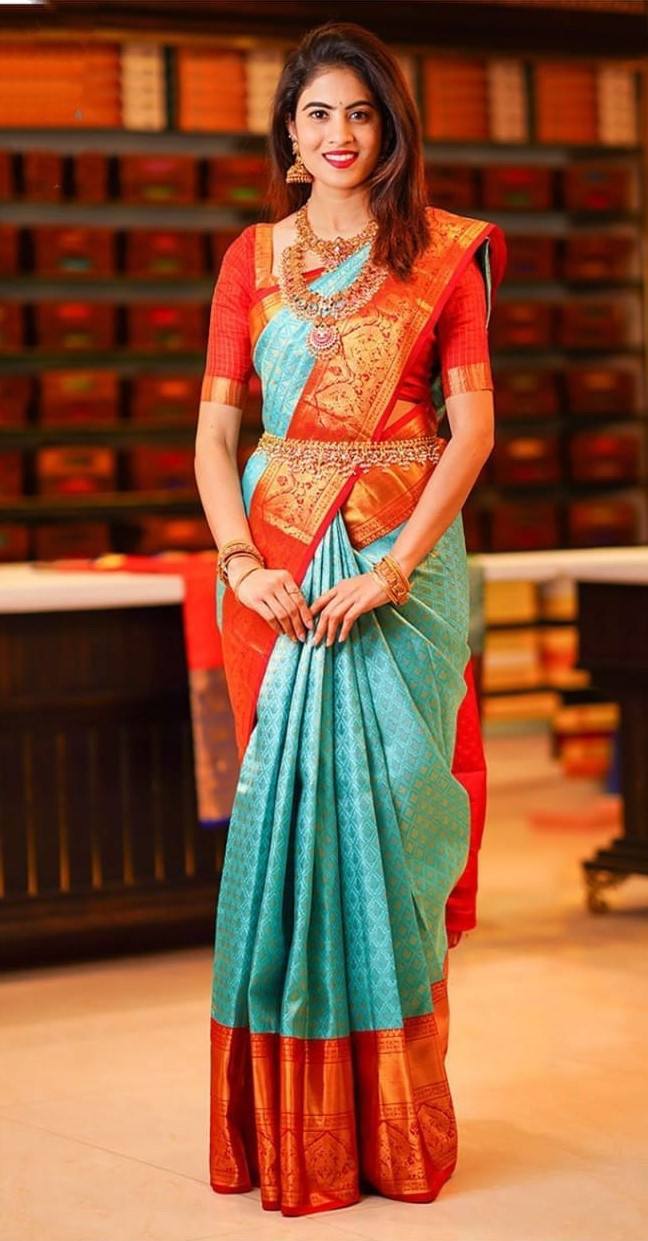 SOFT LICHI SILK RICH PALLU AND JACQUARD WORK SAREE
