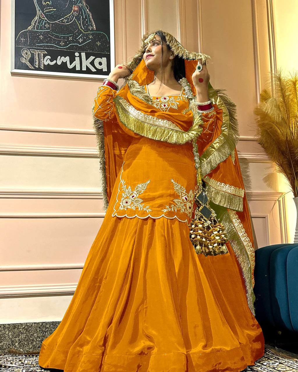 Make every occasion unforgettable with this luxurious Natural Crepe Silk Lehenga Set, crafted with rich handwork and flawless finishing