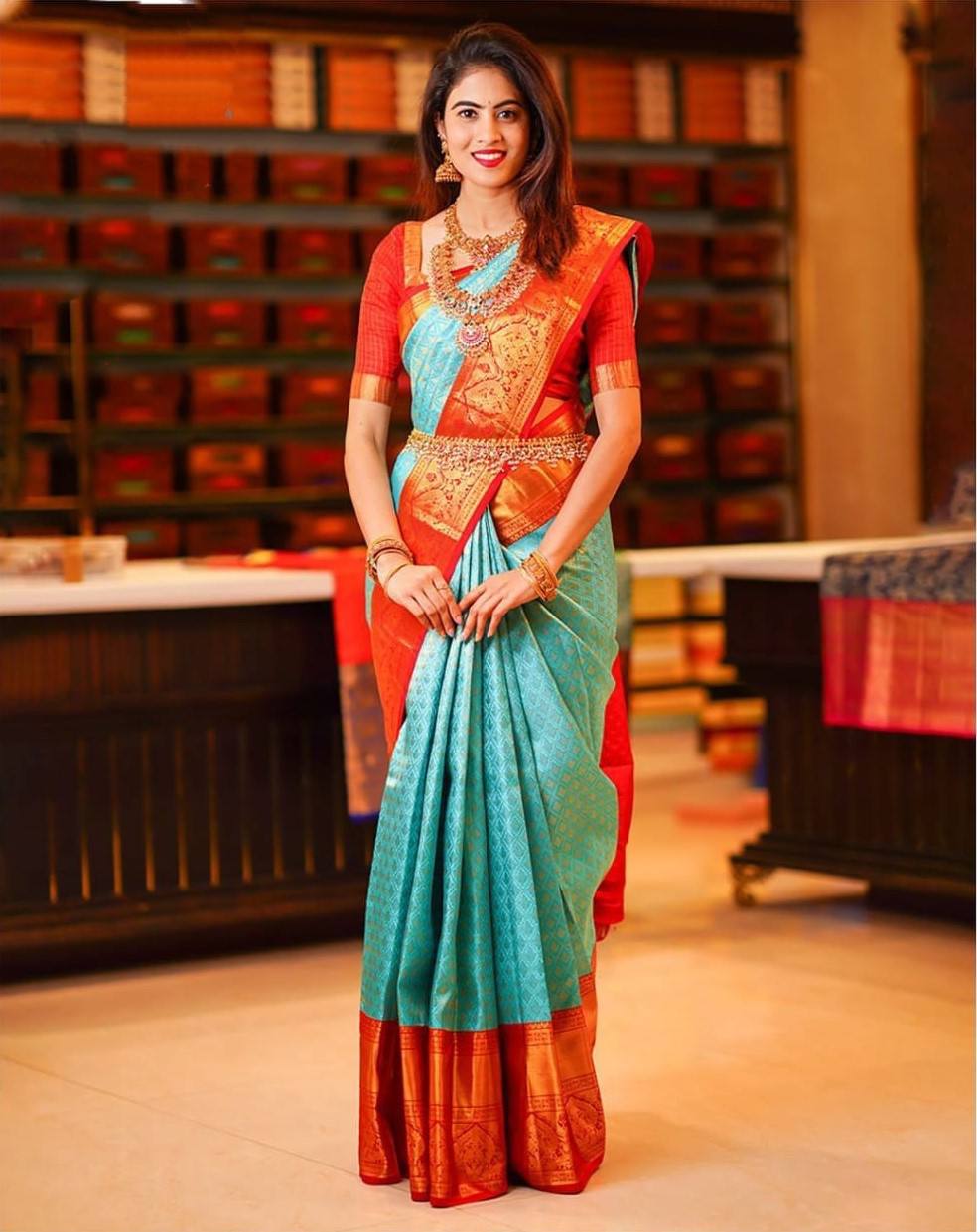 SOFT LICHI SILK RICH PALLU AND JACQUARD WORK SAREE