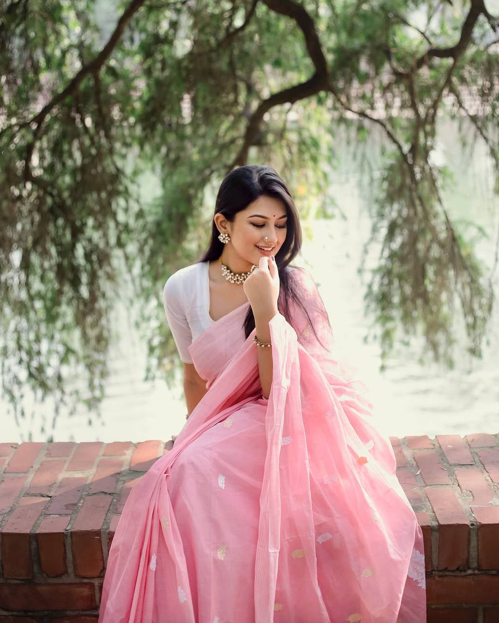 Embellished Zari Silk Blend Handloom Banarasi Saree