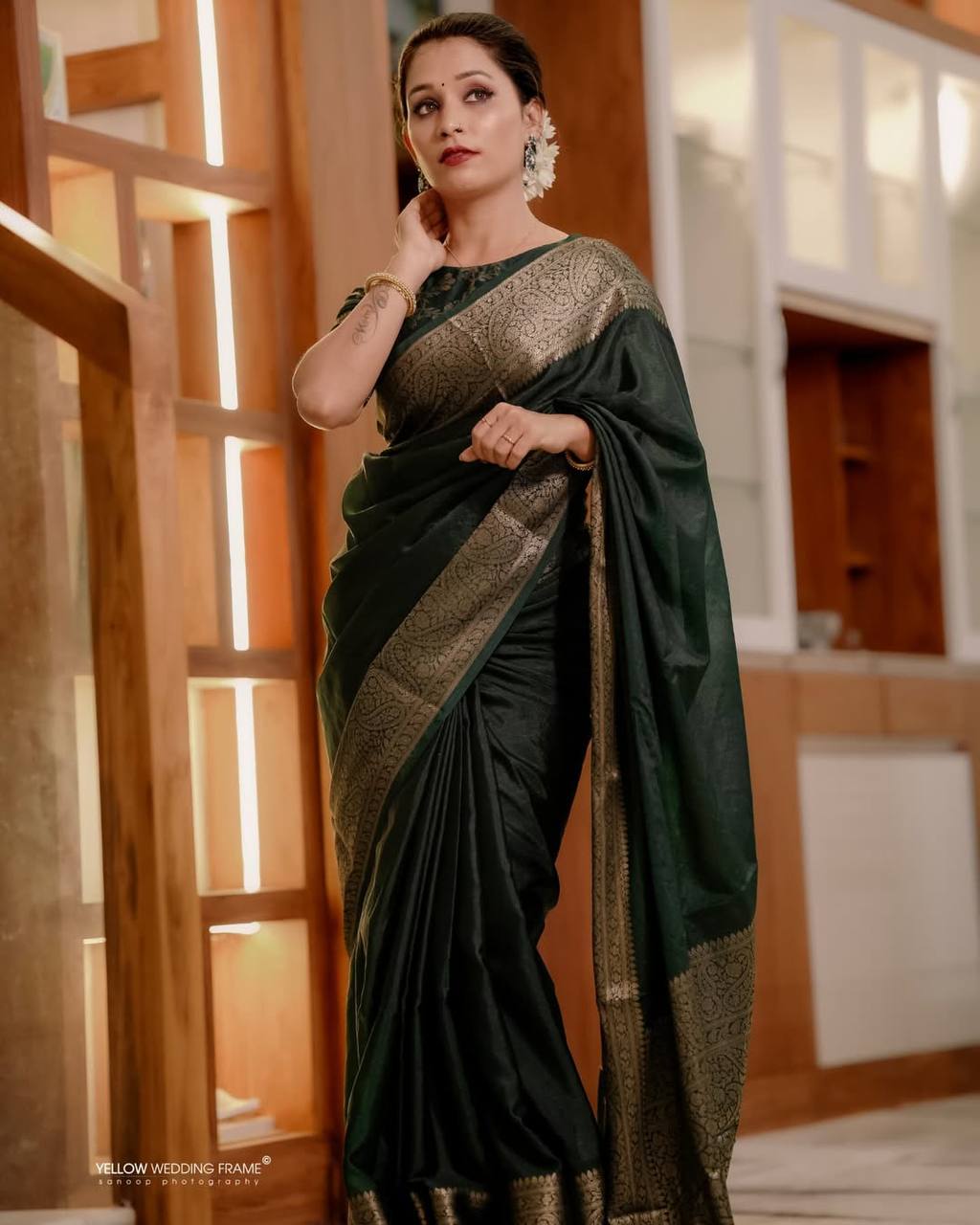 Classic Banarasi Woven Soft Saree with Antique Zari Borders