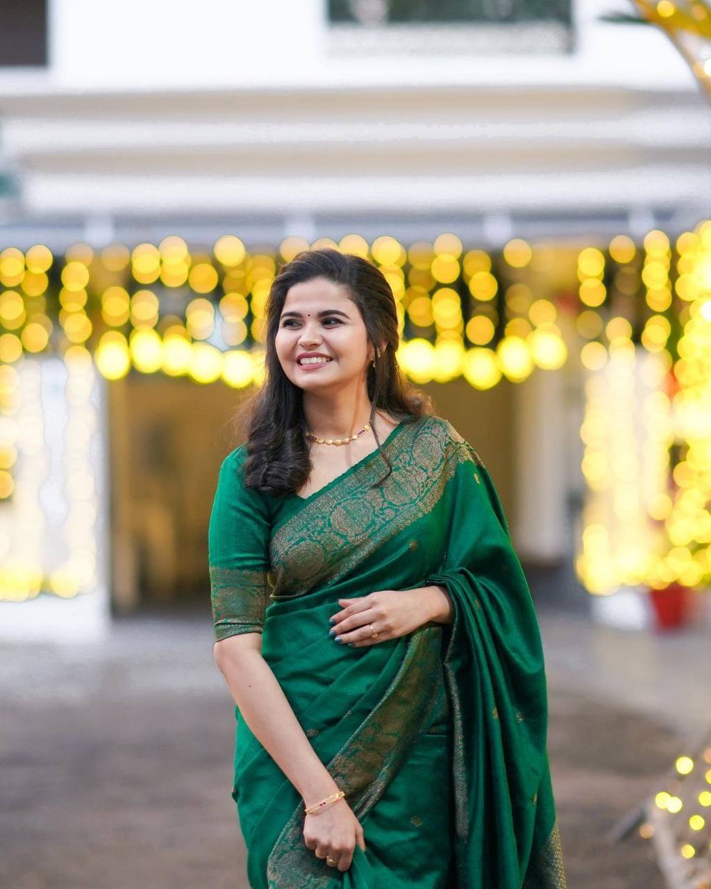 Green Lichi Silk Jacquard Work All Over Saree